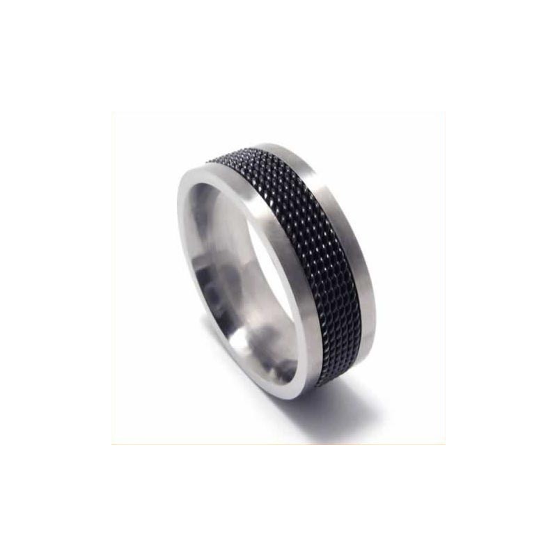 Bague En Titane Noir Pour Homme, Maille De 7 Mm Bague En Titane Noir Pour Homme, Maille De 7 Mm