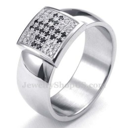 Bague En Titane Avec Zircon Blanc