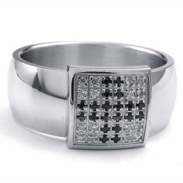 Bague En Titane Avec Zircon Blanc