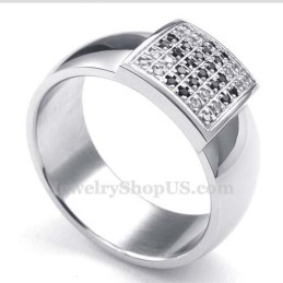 Bague En Titane Avec Zircon Blanc
