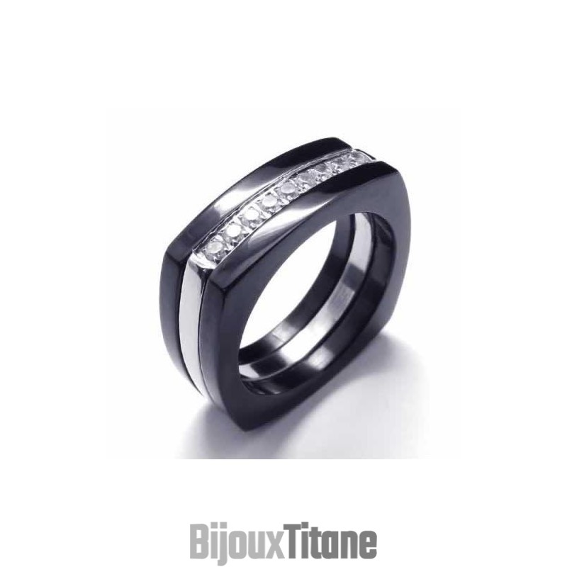 Bague Unisexe En Titane Noir Avec Diamants De 8 Mm
