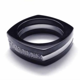 Bague Unisexe En Titane Noir Avec Diamants De 8 Mm