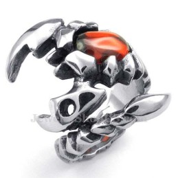 Bague Scorpion En Titane Avec Zircon Rouge