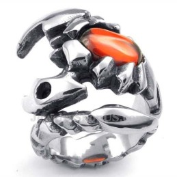 Bague Scorpion En Titane Avec Zircon Rouge