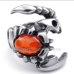Bague Scorpion En Titane Avec Zircon Rouge