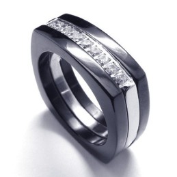 Bague Unisexe En Titane Avec Diamants De 8 Mm
