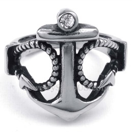 Bague Ancres En Titane Avec Zircon Blanc