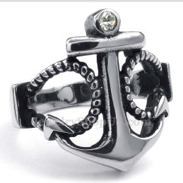 Bague Ancres En Titane Avec Zircon Blanc