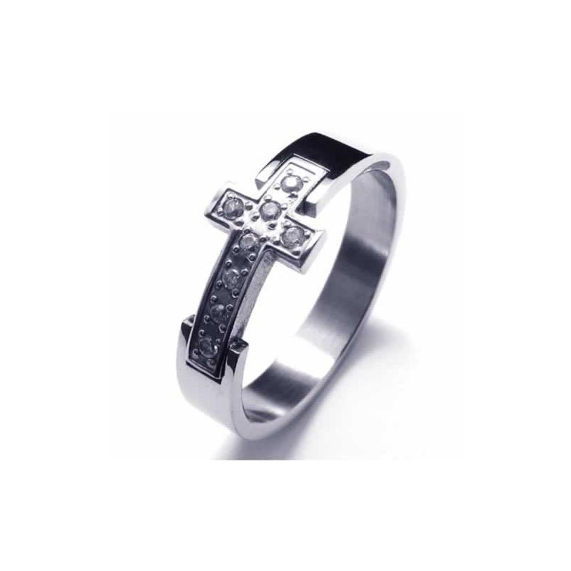 Bague Unisexe En Titane Avec Croix Et Diamants De 8 Mm Bague Unisexe En Titane Avec Croix Et Diamants De 8 Mm