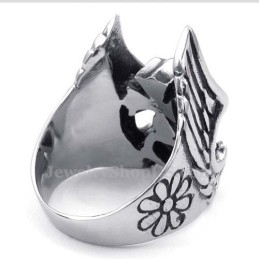 Bague Plume Croisée En Titane Avec Zircon Noir