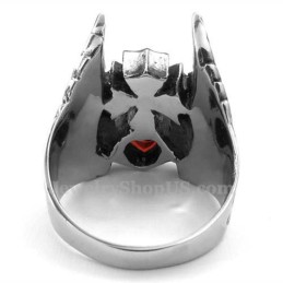 Bague Plume Croisée En Titane Avec Zircon Rouge