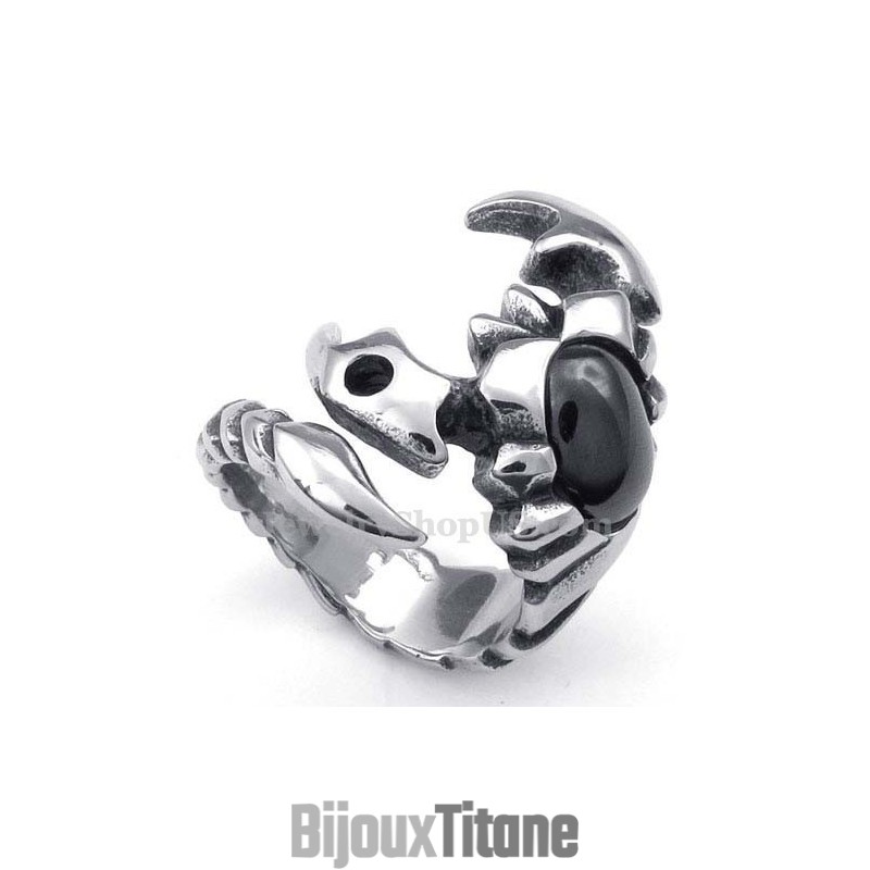 Bague Scorpion En Titane Avec Zircon Noir Bague Scorpion En Titane Avec Zircon Noir