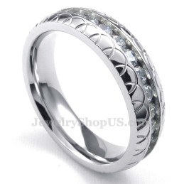 Bague Ronde En Titane Avec Zircon Blanc