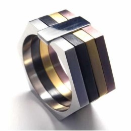 Bague Hexagonale En Titane De 11 Mm De Couleur