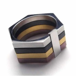 Bague Hexagonale En Titane De 11 Mm De Couleur