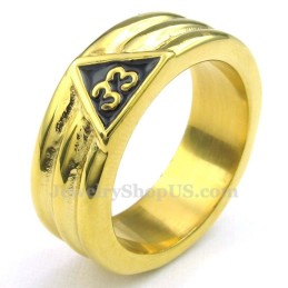Bague Maçonnique En Titane Doré