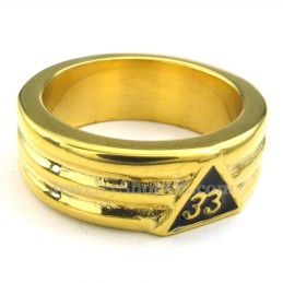 Bague Maçonnique En Titane Doré
