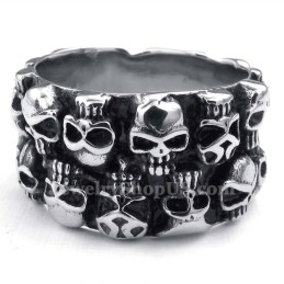 Bague Ronde En Titane Avec Tête De Mort