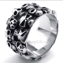 Bague Ronde En Titane Avec Tête De Mort