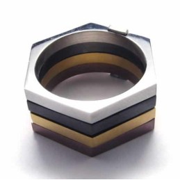 Bague Hexagonale En Titane De 11 Mm De Couleur