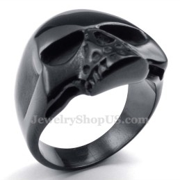 Bague Tête De Mort En Titane Noir