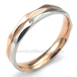 Bague De Couple En Titane Or Rose Avec Zircon Blanc