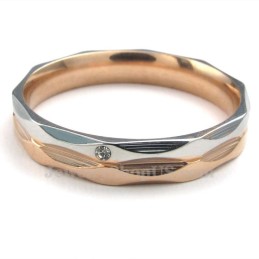 Bague De Couple En Titane Or Rose Avec Zircon Blanc