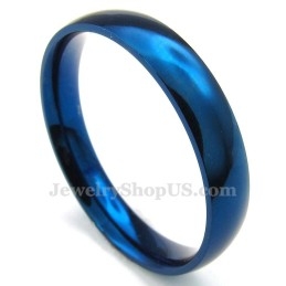 Bague Ronde Bleue En Titane De 4 Mm