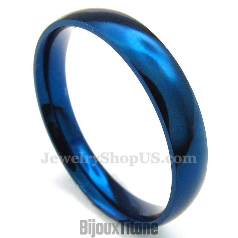 Bague Ronde Bleue En Titane De 4 Mm Bague Ronde Bleue En Titane De 4 Mm