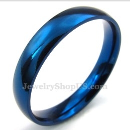 Bague Ronde Bleue En Titane De 4 Mm