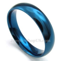 Bague Ronde Bleue En Titane De 5 Mm