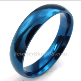 Bague Ronde Bleue En Titane De 5 Mm