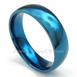 Bague Ronde Bleue En Titane De 6 Mm