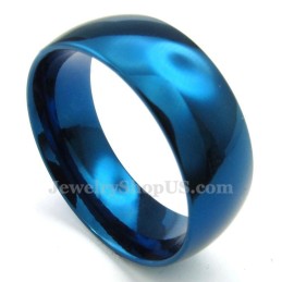 Bague Ronde Bleue En Titane De 8 Mm