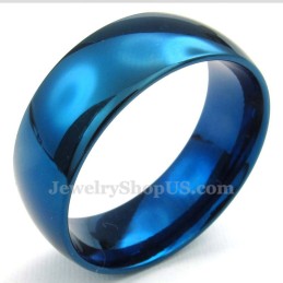 Bague Ronde Bleue En Titane De 8 Mm