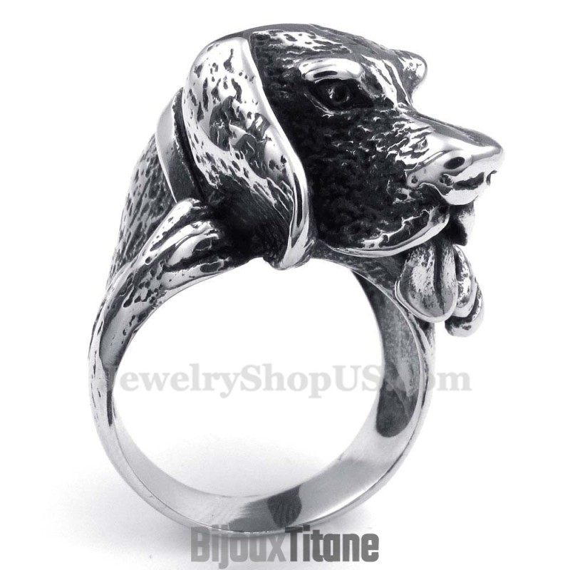 Bague Tête De Chien En Titane