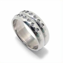 Bague En Titane Sertie De Diamants De 8 Mm