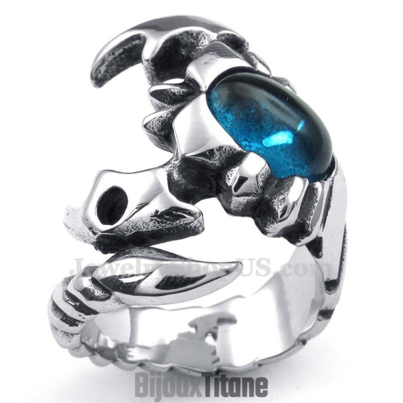 Bague Scorpion En Titane Avec Zircon Bleu Bague Scorpion En Titane Avec Zircon Bleu