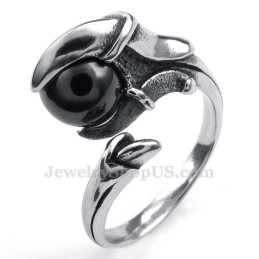 Bague Patte En Titane Avec Zircon Noir