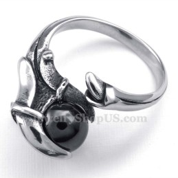 Bague Patte En Titane Avec Zircon Noir