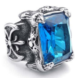 Bague En Titane Avec Zircon Bleu