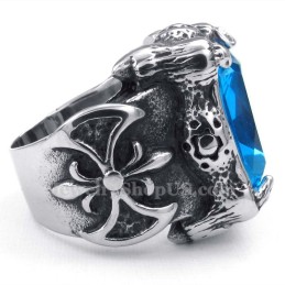 Bague En Titane Avec Zircon Bleu