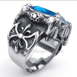 Bague En Titane Avec Zircon Bleu