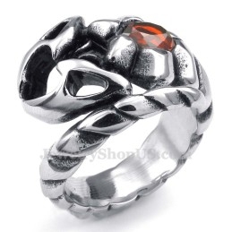 Bague Scorpion En Titane Avec Zircon Rouge