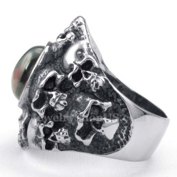 Bague Tête De Mort En Titane Avec Zircon Rouge