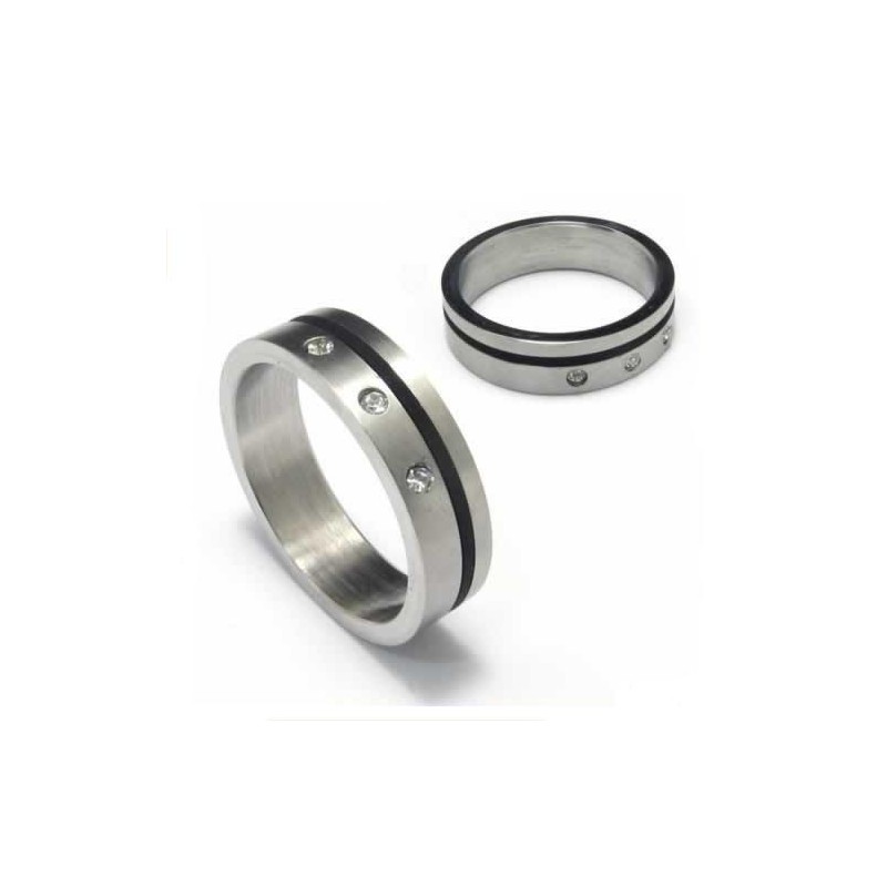 Bague En Titane Et Émail Noir Sertie De Diamants De 5 Mm Bague En Titane Et Émail Noir Sertie De Diamants De 5 Mm