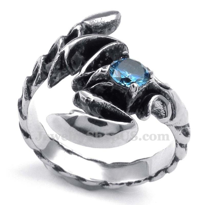 Bague Scorpion En Titane Avec Zircon Bleu Bague Scorpion En Titane Avec Zircon Bleu