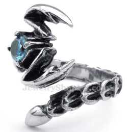 Bague Scorpion En Titane Avec Zircon Bleu
