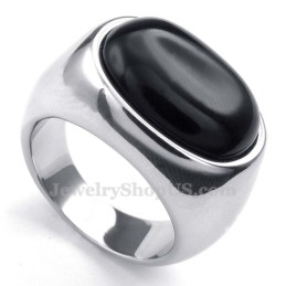 Bague Incrustée D'Agate En Titane