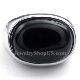 Bague Incrustée D'Agate En Titane